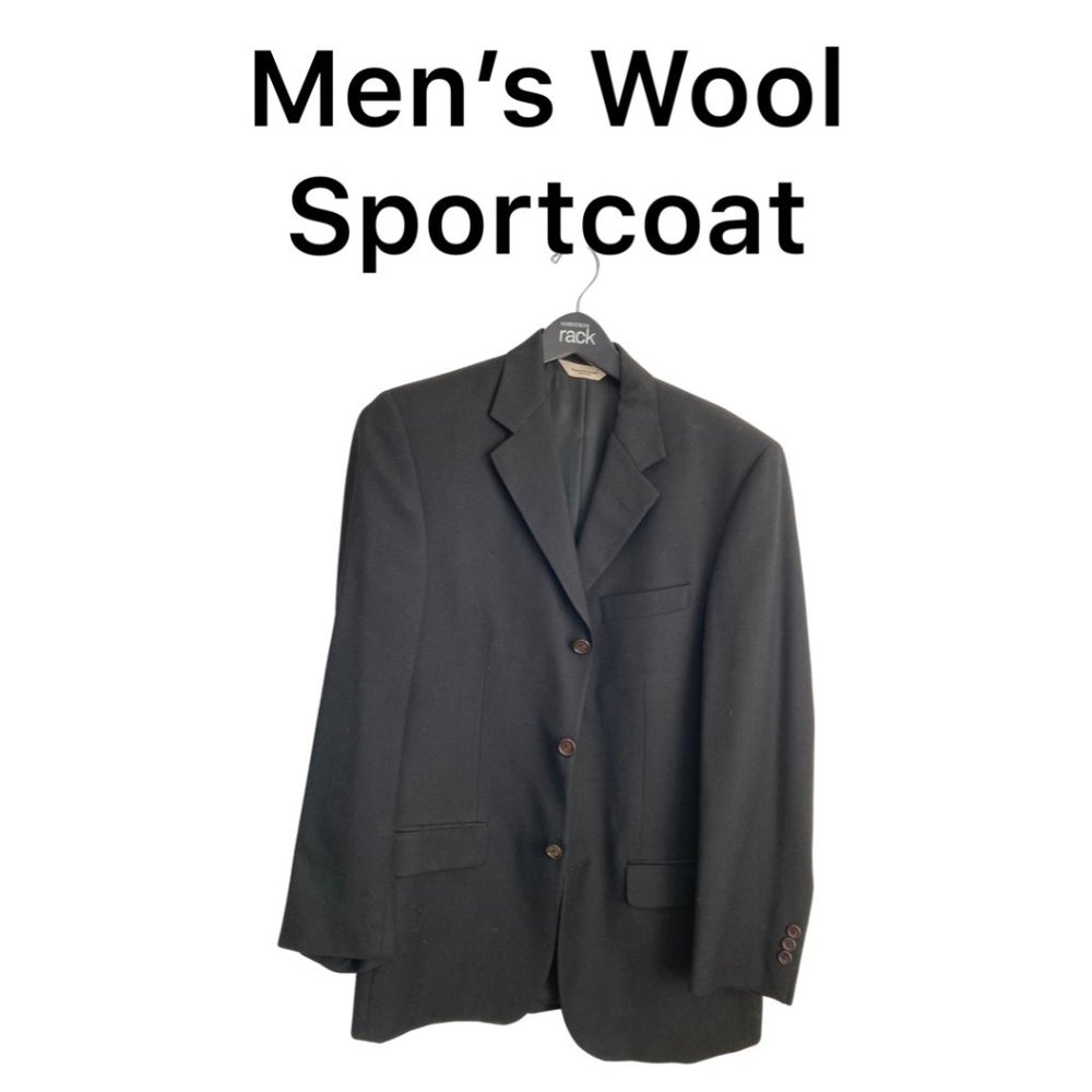 Pronto Uomo Men's Black Wool Sport Coat or Suit Jacket, Size 38 R